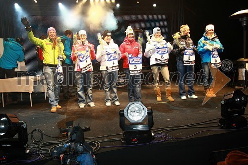 Tina Maze, smučarka (Slovenija), Kathrin Hoelzl, smučarka (Nemčija), Denise Karbon, smučarka (Italija), Kathrin Zettel, smučarka (Avstrija), Manuela Moelgg, smučarka (Italija), Tanja Poutiainen, smučarka (Finska) in Maria Pietilae-Holmner, smučarka (Švedska)