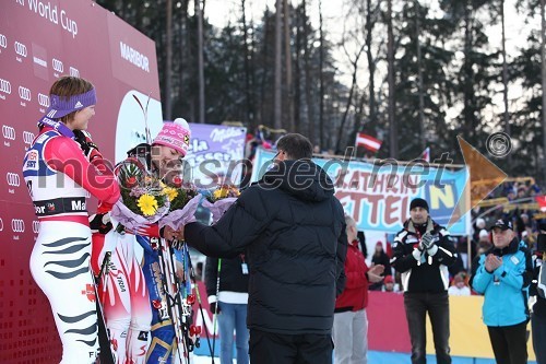 Maria Riesch, smučarka (Nemčija), drugouvrščena na veleslalomu za 46. Zlato lisico, Kathrin Zettel, smučarka (Avstrija) in zmagovalka veleslaloma za 46. Zlato lisico ter Igor Lukšič, minister za šolstvo in šport