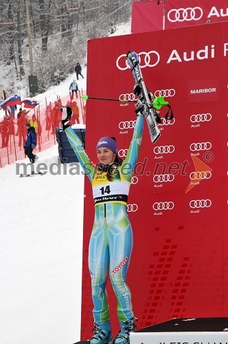 Tina Maze, smučarka (Slovenija), drugouvrščena na slalomu za 46. Zlato lisico