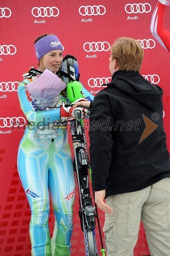 Tina Maze, smučarka (Slovenija), drugouvrščena na slalomu za 46. Zlato lisico in ...