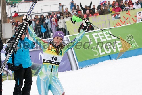 Tina Maze, smučarka (Slovenija), drugouvrščena na slalomu za 46. Zlato lisico   
 
