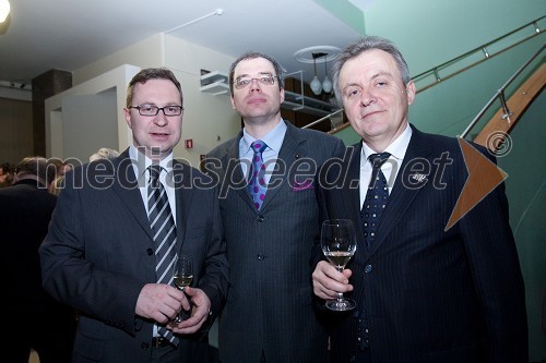 Marko Filli, tehnični direktor RTV, Boris Rener, vodja glasbene produkcije RTV Slovenija in Anton Guzej, generalni direktor RTV Slovenija