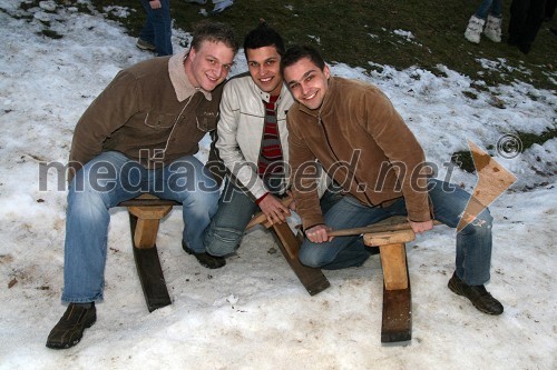 Denis Širnik, Primož Laznik in Tomaž Laznik, člani skupine Petelini