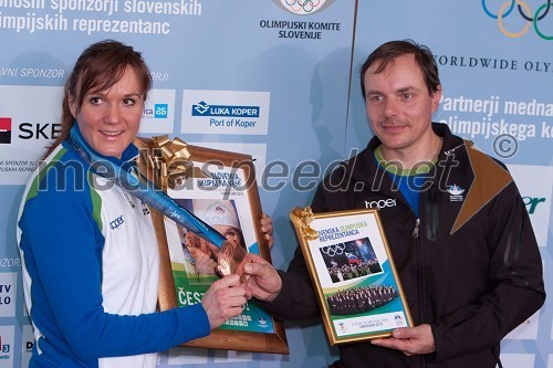 Petra Majdič, tekačica na smučeh, bronasta olimpijka in Ivan Hudač, trener