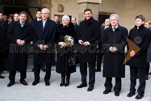 dr. Štefan Čelan, župan MO Ptuj, Boris Tadić, predsednik Srbije, Jadranka Kosor, premierka Hrvaške, Borut Pahor, premier Slovenije, Aleš Arih, direktor Pokrajinski muzej Ptuj in Dejan Levanič, poslanec SD