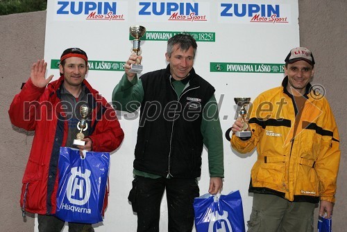 Razred veterani: Andrej Rus, Janez Juhant (oba MK Bartog Fortuna) in Boštjan Kermavner (MK Notranjska)