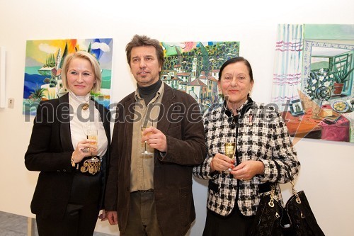Katjuša Rojac, vodja galerije Loterije Slovenija, Nenad Marasović, akademski slikar in Dunja Bezjak, članica ženskega društva S.I.L.A