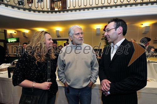 Katja Pegan, direktorica Gledališča Koper, Boris Cavazza, Žlahtni režiser 2010 in Tadej Toš, Žlahtni komedijant 2010