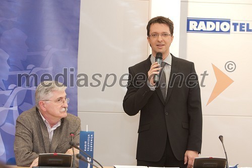 Petar Radović, odgovorni urednik razvedrilnega programa RTV Slovenija in Andrej Hofer, povezovalec prireditve