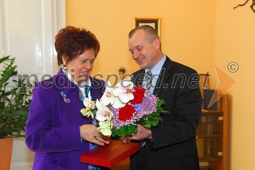 Dubravka Tomšič Srebotnjak, pianistka in Franc Kangler, župan Mestne občine Maribor