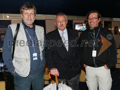 Jadralni trio Slovenskih novic: Franci Stres, novinar, Marjan Bauer, urednik in Igor Mali, fotograf