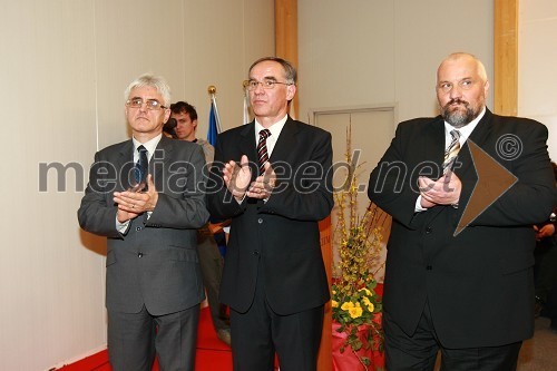 Dr. Roko Žarnić, minister za okolje in prostor, Janez Erjavec, direktor podjetja Pomurski sejem ter Igor Janežič, predsednik uprave Gradbeni inštitut ZRMK d.o.o.