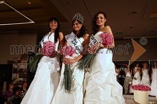 Antonija Gogič, Hrvaška, 1. spremljevalka, Beatrix Halász, Miss Alpe Adria International in Gea Erjavec, Slovenija, 2. spremljevalka