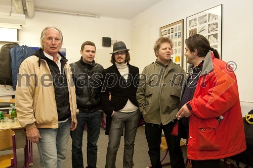 Janez Bončina Benč, glasbenik, Mitja Kavčič, Andrej Vozlič, glasbeni menedžer, Tomislav Jovanovič - Tokac, pevec in kitarist skupine Dan D in Pavle Kavec, glasbenik