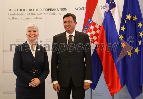 Jadranka Kosor, predsednica vlade Republike Hrvaške in Borut Pahor, predsednik vlade Republike Slovenije