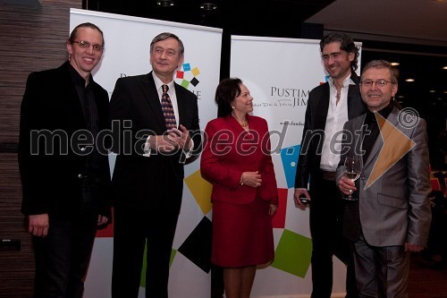 Marko Naberšnik, režiser, dr. Danilo Türk, predsednik Republike Slovenije, soproga Barbara Miklič Türk, Jan Plestenjak, glasbenik in Tomaž Kozlevčar, dirigent