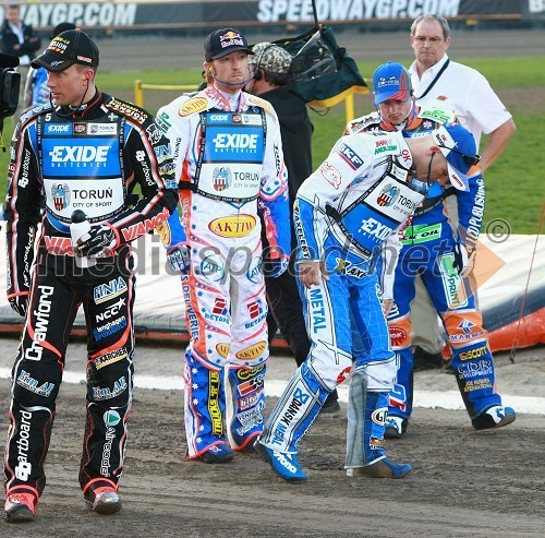 Andreas Jonsson (Švedska), Jason Crump (Avstralija) in Nicki Pedersen (Danska)