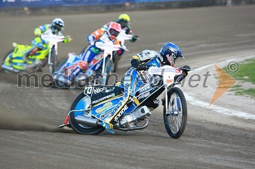 Kenneth Bjerre (Danska) in Chris Harris (Velika Britanija) in Jaroslaw Hampel (Poljska)