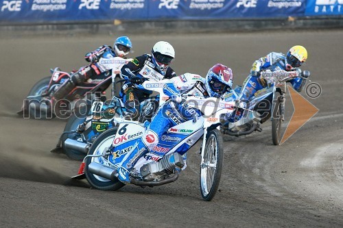 Andreas Jonsson (Švedska), Janusz Kolodziej (Poljska) in Nicki Pedersen (Danska)