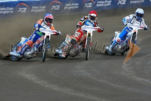 Chris Harris (Velika Britanija), Magnus Zetterstroem (Švedska) in Nicki Pedersen (Danska)