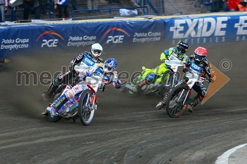 Andreas Jonsson (Švedska), Jason Crump (Avstralija), Kenneth Bjerre (Danska) in ...