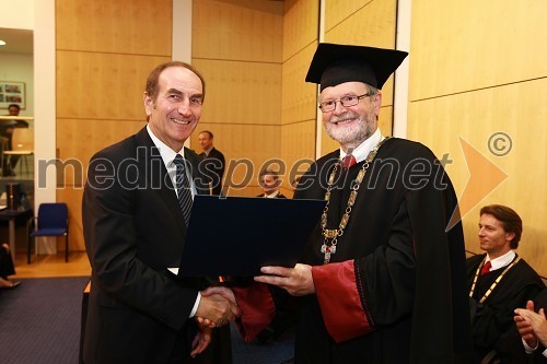 Wolfgang Huemer, dobitnik Svečane listine Univerze v Mariboru in direktor podjetja Zooler Austria ter prof. dr. Ivan Rozman, rektor Univerze v Mariboru