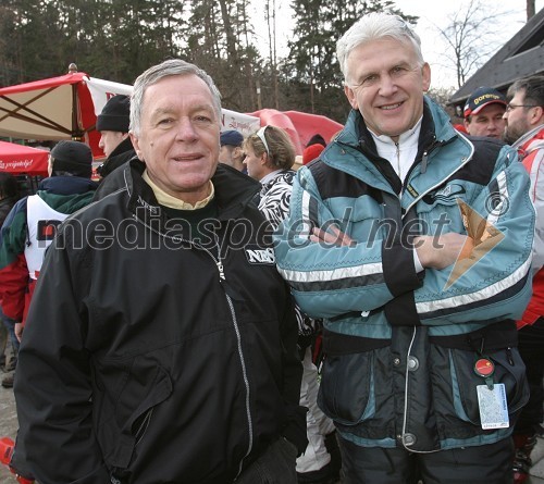 Tone Vogrinec, direktor alpskega smučarskega sklada in Andrej Šifrer, pevec