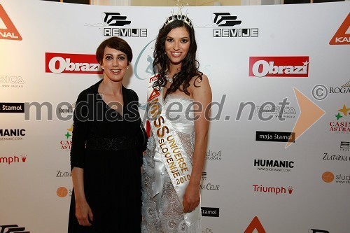 Gordana Sredojevič Goga, urednica revije Obrazi in Sandra Marinovič, druga spremljevalka Miss Universe Slovenije 2010