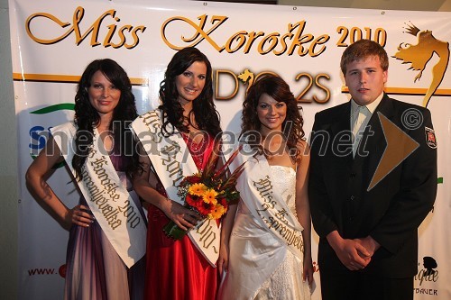 Sandra Adam, prva spremljevalka Miss Koroške 2010, Sandra Skutnik, Miss Koroške 2010, Tanja Volič, druga spremljevalka Miss Koroške 2010 in ...