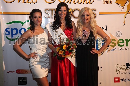 Maruša Ramšak, vodja projekta Miss Koroške, Sandra Skutnik, Miss Koroške 2010 in Duška Stanišič, manekenka, direktorica modne agencije Studio 2s in organizatorka prireditve Miss Koroške