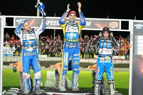 Nicki Pedersen (Danska), Tomasz Gollob (Poljska) in Jaroslaw Hampel (Poljska)