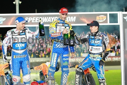 Nicki Pedersen (Danska), Tomasz Gollob (Poljska) in Jaroslaw Hampel (Poljska)