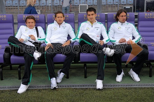 Zlatko Dedič, Andrej Komac, Branko Ilič in Marko Šuler, člani slovenske nogometne reprezentance