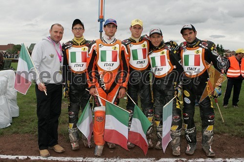 Italijanska ekipa: Armando Castagna, trener, Mattia Carpanese, Guglielmo Franchetti, Daniele Tessari, Chrstian Miotello in Simone Terenzani