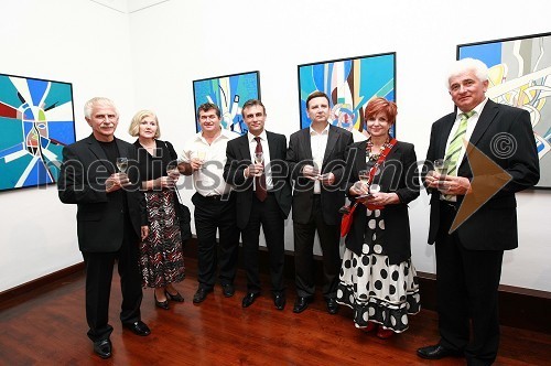 Franc Gerič, direktor Galerije-Muzeja Lendave, Mirjana Balažek, soproga župana Lendave, Jozsef Kocon, predsednik Sveta Pomurske madžarske samoupravne narodne skupnosti, mag. Stane Baluh, direktor Vladnega urada za narodnosti, mag. Anton Balažek, župan Lendave, Majda Širca, ministrica za kulturo in László Göncz, poslanec madžarske narodne skupnosti