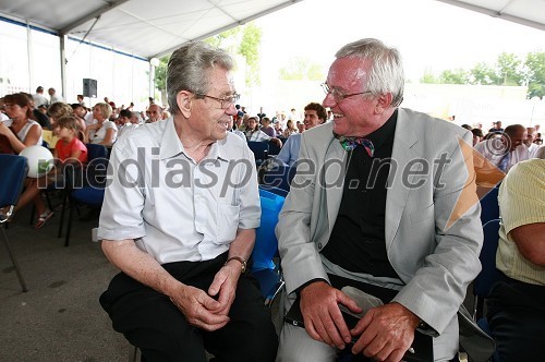 Stanko Čurin, legenda slovenskega vinarstva in ustanovitelj vinarstva Čurin-Praprotnik in Drago Bulc, novinar in predsednik društva turističnih in potovalnih novinarjev Slovenije