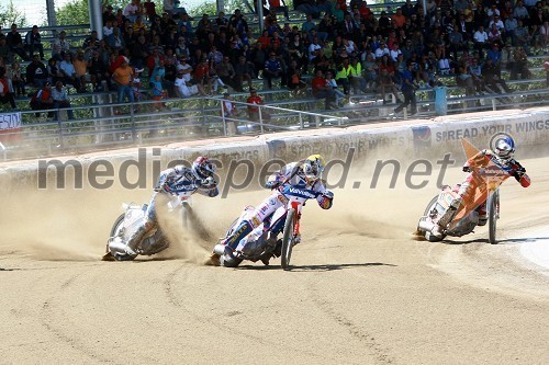 Nicki Pedersen (Danska), Jason Crump (Avstralija) in Magnus Zetterstrom (Švedska)