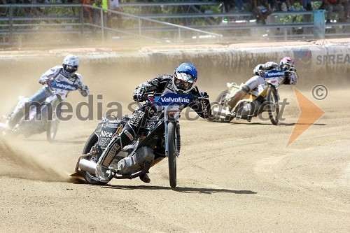 Nicki Pedersen (Danska), Chris Holder (Avstralija) in Hans Andersen (Danska)