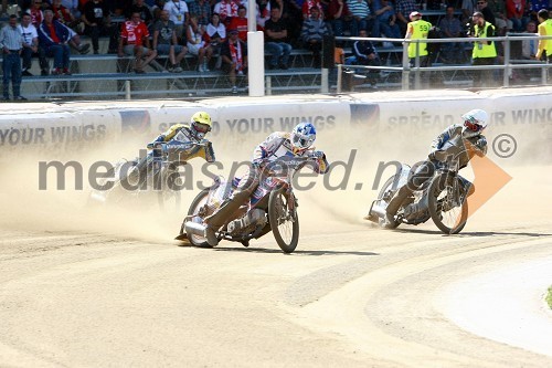 Tomasz Gollob (Poljska), Jason Crump (Avstralija) in Rune Holta (Poljska)