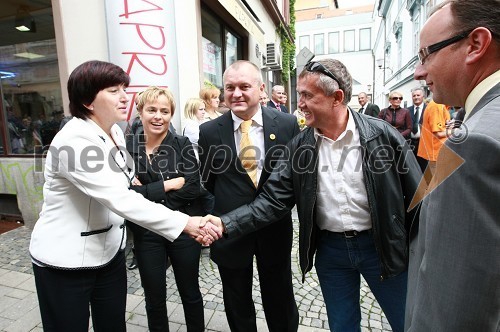 Ljudmila Novak, poslanka Evropskega parlamenta, Alenka Švarc, Franc Kangler, župan Mestne občine Maribor, Franc Pukšič, župan občine Destrnik in poslanec Državnega zbora RS in mag. Radovan Žerjav, predsednik stranke SLS
