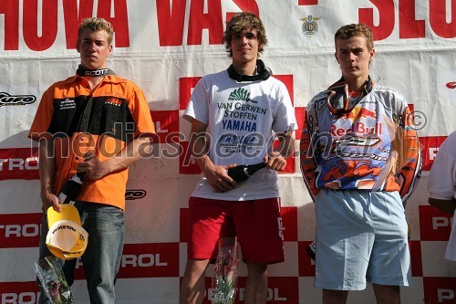 Razred do 125 ccm: Steven Frossard (Francija), Dennis Verbruggen (Belgija) in Joel Roelants (Belgija)