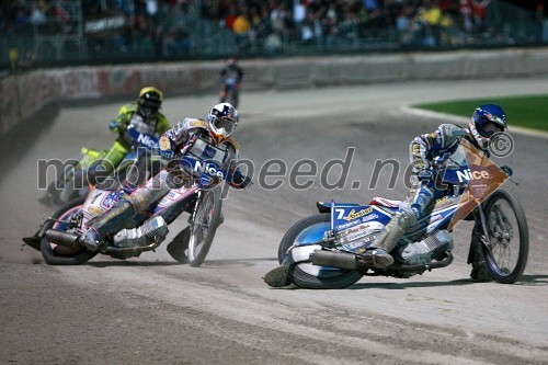 Kenneth Bjerre (Danska), Jason Crump (Avstralija) in Rune Holta (Poljska)