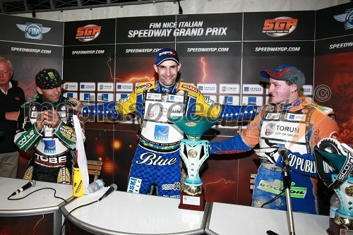 Greg Hancock (ZDA), Tomasz Gollob (Poljska) in Chris Harris (Velika Britanija)