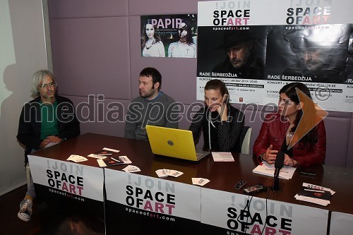 Rok Vilčnik, igralec in scenarist, Milan Miladinovič, slikar, Bojana Zemljič, oblikovalka in Janja Glogovac, režiserka