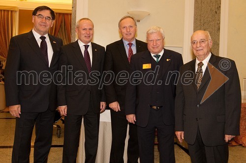 Anton Končnik, asistent guvernerja, Edi Stropnik, asistent guvernerja, Otmar Zorn, asistent guvernerja rotary distrikta 1910, Peter Herbich, past guverner in Stanko Ojnik