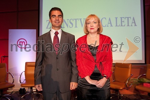 Danilo Tomšič, direktor področja prodaja in marketing v podjetju Mobitel in prof. dr. Renata Salecl, znanstvenica leta 2010