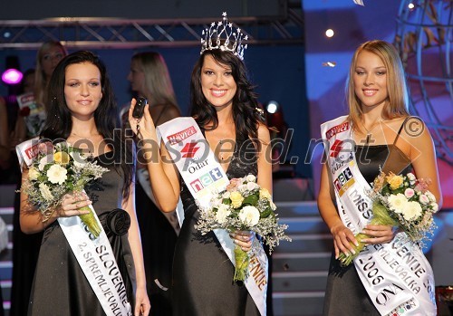 Vanja Ivanovič, 2. spremljevalka Miss Slovenije 2006, Iris Mulej, Miss Slovenije 2006 in Katarina Jurkovič, 1. spremljevalka Miss Slovenije 2006 in Miss fotogeničnosti 2006