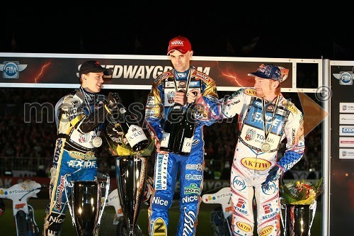 Jaroslaw Hampel (Poljska), Tomasz Gollob (Poljska) in Jason Crump (Australia)