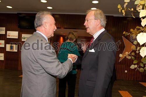 Anton Bebler, univerzitetni profesor in politik in dr. Erwin Kubesch, veleposlanik Republike Avstrije v Sloveniji