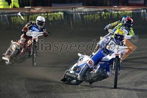 Magnus Zetterstrom (Švedska), Nicki Pedersen (Danska), Kenneth Bjerre (Danska) in Hans Andersen (Danska)